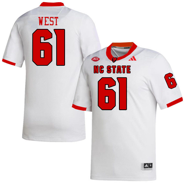 NC State Wolfpack #61 Tyler West College Football Jerseys Stitched-White